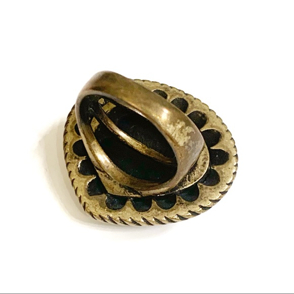 Fossil Tigers Eye Brown Stone Ring Size 7 - Picture 3 of 4